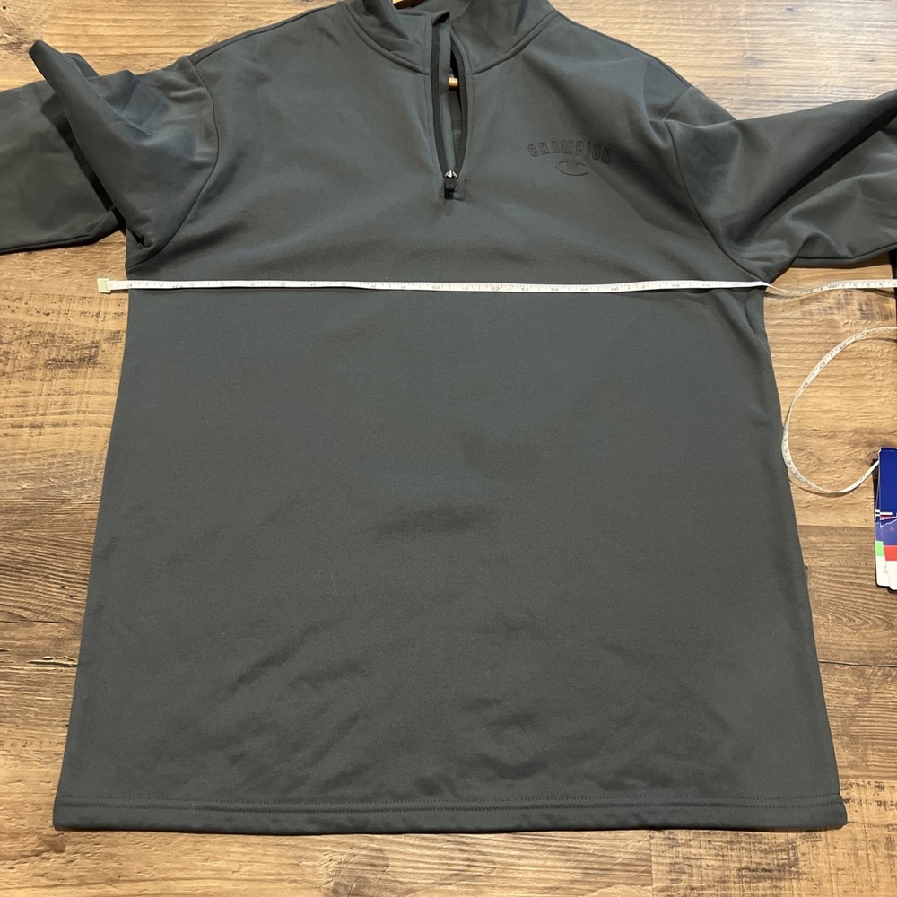 Champion Performance 1/4 Zip Fleece Men's Med Gray Logo Moisture Wicking NEW! - Picture 11 of 14